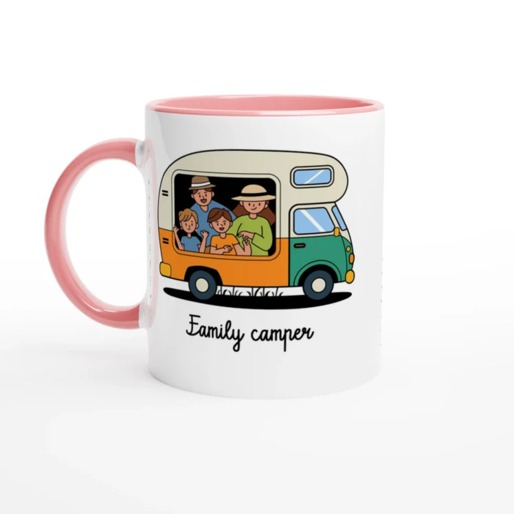 Taza cerámica "Family camper" rosa