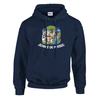 Sudadera "Somos de pueblo" con capucha azul marino