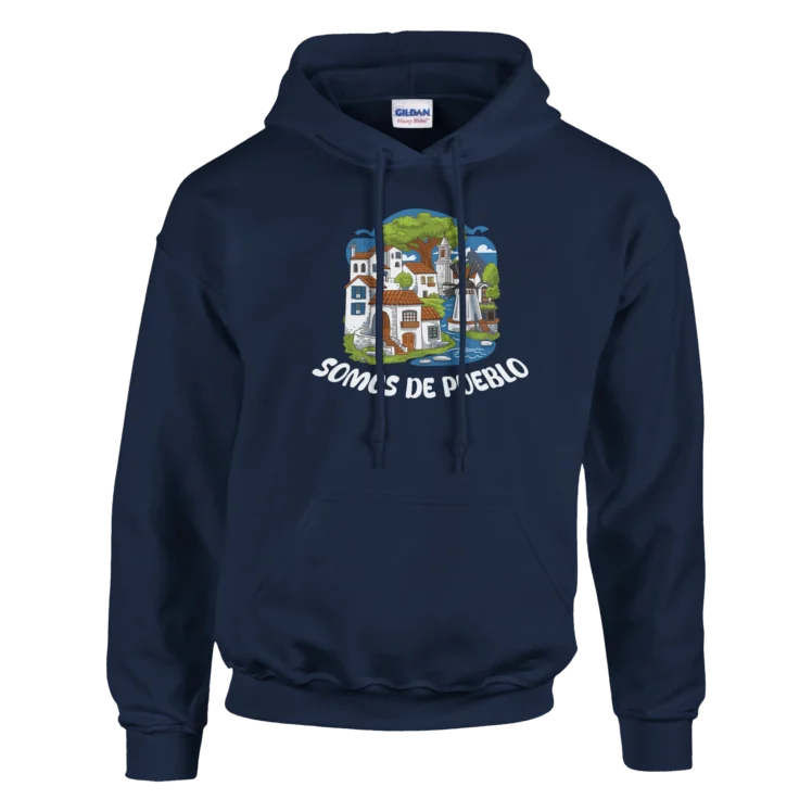 Sudadera "Somos de pueblo" con capucha azul marino