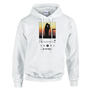 Sudadera personalizada "Canción Spotify" con capucha blanco