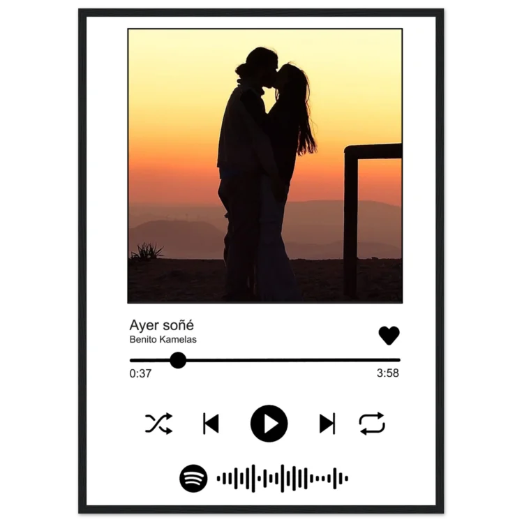 Cuadro personalizado Spotify con marco de madera negro