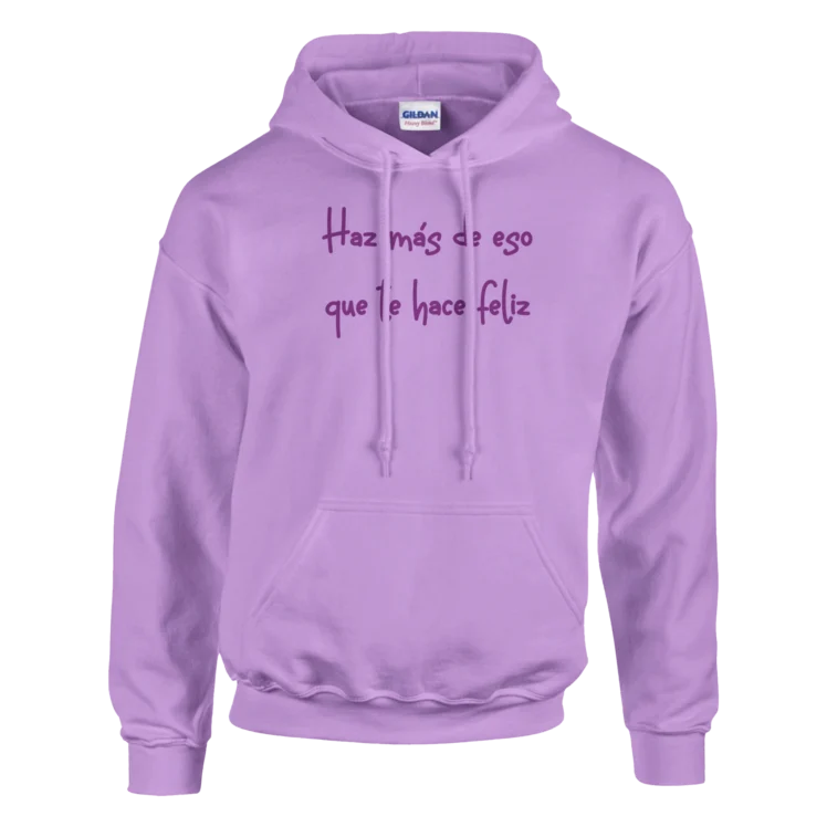 Sudadera "Haz más de eso que te hace feliz" con capucha morado