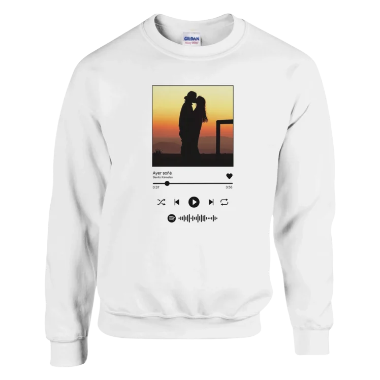 Sudadera personalizada "Canción Spotify" blanco